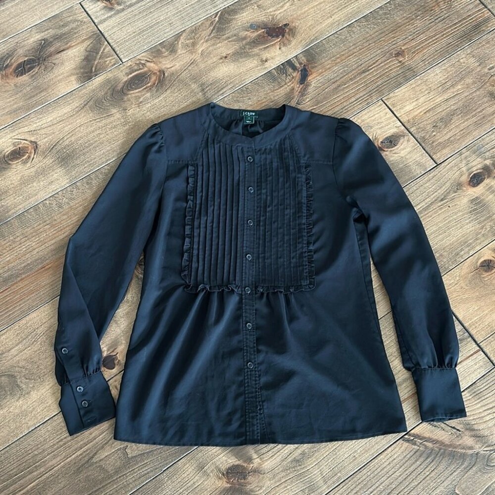 J Crew Bib Front sheer blouse | Size 0